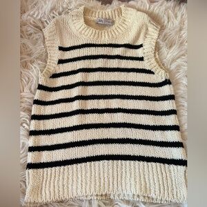 Zara Striped Knit Sweater Vest Size XS